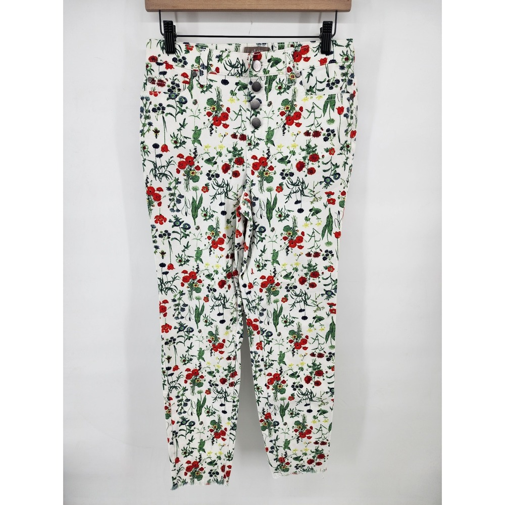 Motto Floral High Rise Skinny Ankle Pants White Size 8 Cottagecore Garden Party - Picture 2 of 8